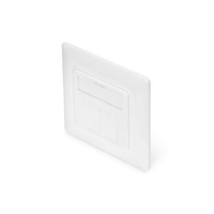 DN-93831, DIGITUS Leerdose für Keystone Module, 80x80 Rahmen, 50x50 Zentralplatte inkl Staubschutz Design Kompatibel, reinweiß