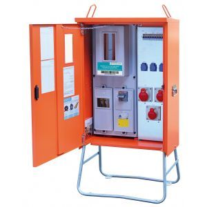 WAV0100R1-EEG, Anschlussverteilerschrank 22kVA mit digitalem Zähler, RCD TypB, 3 CEE-Abgänge 16-32A und 3 Schukos