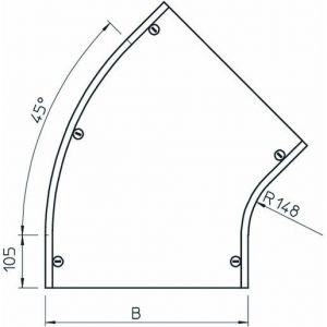 DFB 45 400 DD Deckel Bogen 45° mit Drehriegeln, für RB