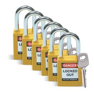 SFTY PADLOCK STEEL 38MM SHA YELLOW 6/PAC 38 mm, Sicherheitsschlösser, Gelb (6 St