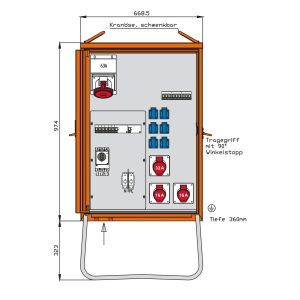 WV0369R1 Verteilerschrank 44kVA mit 2 RCDs Typ B,