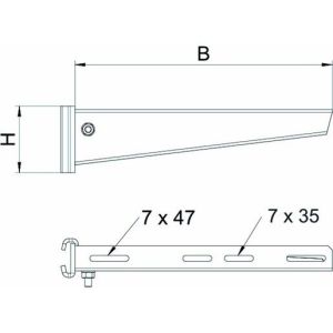 AS 30 56 FT Stielausleger für IS 8-Stiel B560mm, St,