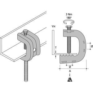 SSYH-1533 Traegerschraubklammer, waagrecht 15-33mm