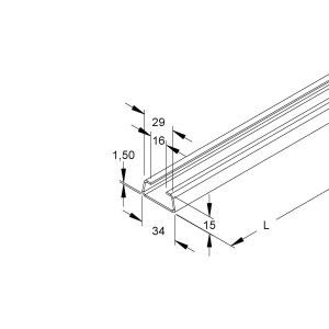 2975/0.110 FL Ankerschiene, C-Profil, Schlitzweite 16