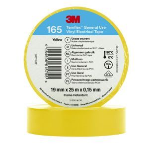 Temflex™165 19x25Yellow, 3M™ Temflex™ Vinyl-Isolierband 165, Gelb, 19 mm x 25 m