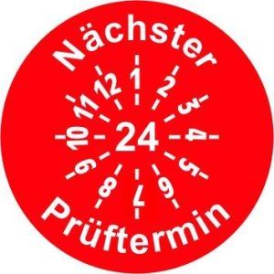 INP-F-24 Prüfplakette 24, rot (30mm) INP-F-24VPE