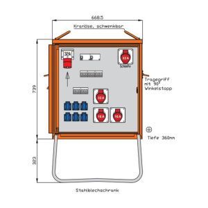 WEV0795R1 Endverteiler 22kVA mit Anbaugerätestecke