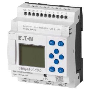 EASY-E4-UC-12RC1, Steuerrelais, erweiterbar, vernetzbar (Ethernet), 12/24 V DC, 24 V AC, digital: 8, davon analog nutzbar: 4, Ausgänge Anzahl: Relais: 4, Schraubklemme