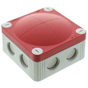 COMBI 308 LG RD, Abzweigkasten 4mm², lichtgrau Deckel rot