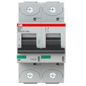 S802S-B20, S802S-B20 Hochleist.-Sicherungsautomat, 20A,B,400VAC=Icu 50kA,690VAC=Icu6kA,2P