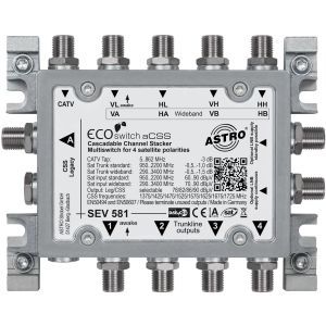 SEV 581, Einkabelumsetzer für 1 (2) Satelliten, aCSS5 Stammleitungen (passiv), Sat kaskadierbar,LNB und Einkabel-Multischalter komplett receivergespeist,1x