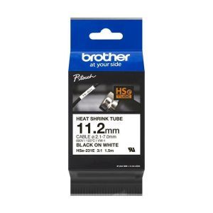 HSE231E, Brother HSe-231E Schrumpfschlauch schwarz auf weiß (11,2 mm)