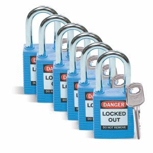 SFTY PADLOCK STEEL 38MM SHA BLUE 6/PAC 38 mm, Sicherheitsschlösser, Blau (6 Stü