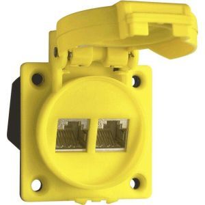 RJ45K23 Zweifach-Einbausteckdose IP55, gelb