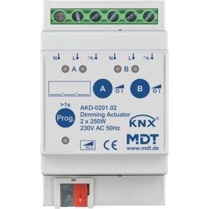 AKD-0201.02, Dimmaktor 2-fach, 3TE REG, 250 W, 230 V AC mit Wirkleistungsmessung