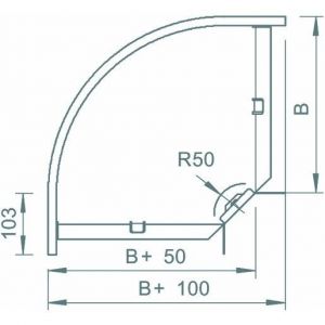 RB 90 320 FS Bogen 90° horizontal,mit Winkelverbinder