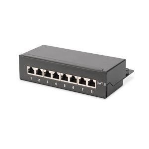 DN-91608SD, DIGITUS Desktop CAT 6 Patch Panel, geschirmt Klasse E, 8-Port RJ45, 8P8C, LSA, Farbe Schwarz RAL 9005