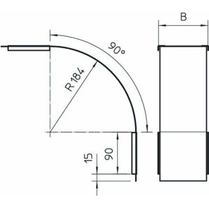 DBV 60 200 F FS Deckel für Vertikalbogen 90° fallend B20