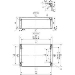 GEH.CA-380 UNL., Aluminium Gehäuse Typ CA-380, ungewaschen, unlackiert, Zubehör lose, Außenmaß: 330 x 230 x 110 mm