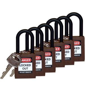 SFTY PADLOCK NYLON 38MM SHA BROWN 6/PAC Brady Sicherheitsschlösser mit Plastikbü