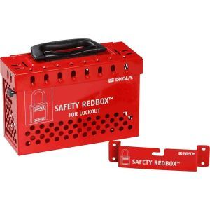 WALL-MOUNTABLE LOCKBOX W/ QUICK REL. RED Safety Redbox Gruppenverschlusskasten ?