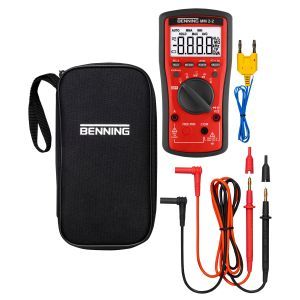 BENNING MM 2-2, Trms Digital-Multimeter 1000V AC/DC. 0.01 µA - 10A AC/DC. Buchsenkontrolle Voltsensor REL HOLD MAX/MIN/AVG. Cat III 600V. Inkl. Zubehör