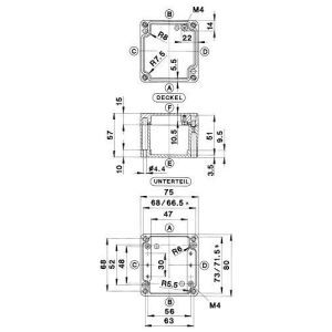 GEH.CA-130 UNL. VKS-SET, Aluminium Gehäuse Typ CA-130, ungewaschen, unlackiert, Zubehör lose, Außenmaß: 75 x 80 x 57 mm