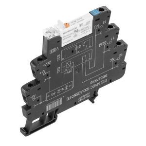 TRS 24VDC 1CO AGSNO PB, Relaiskoppler, 24 V DC ±20 %, LED grün, Freilaufdiode, Verpolungsschutz, 1 Wechsler (AgSnO) , 250 V AC, 6 A, Schraubanschluss, Prüftaste vorhanden: Ja