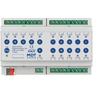 AKS-1616.03, Schaltaktor 16-fach, 8TE, REG, 16 A, 230 V AC, C-Last, Standard, 140 µF