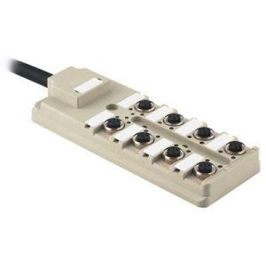 SAI-8-F 5P PUR 5M, Passiver Sensor-/Aktor-Verteiler (mit Leitung), Komplett-Modul, Fixkabelversion, Anzahl Kontaktbuchsen: 8, Polzahl: 5, M12, 5 m, LED: Ja