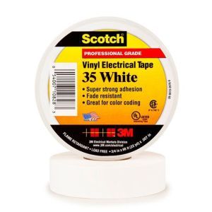 Scotch35-19x20wh, Scotch® 35 Vinyl Elektro-Isolierband, Weiß, 19 mm x 20 m, 0,18 mm