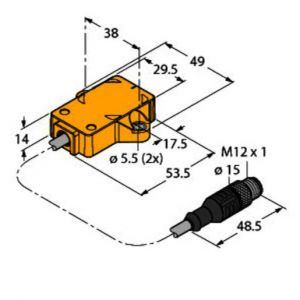 RI360P1-QR14-ELIU5X2-0.3-RS5 Induktiver Winkelsensor, mit Analogausga