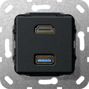 567910 HDMI USB 3.0 A K-Peitsche Einsatz Schwar
