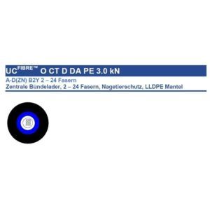 UCFibre O CT PE 4.0 kN 12 SM2D BK, 4000N Zentralrohrkabel mit 2 –24 Fasern, Glaselementen und LLDPE-Mantel, VDE: A-DQ (ZN) B2Y