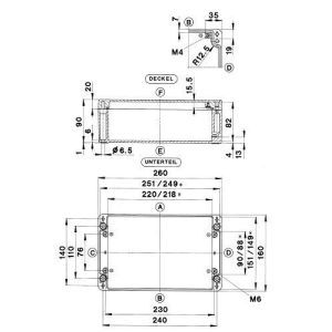 GEH.CA-290 UNL.VKS-SET, Aluminium Gehäuse Typ CA-290, ungewaschen, unlackiert, Zubehör lose, Außenmaß: 260 x 160 x 90 mm