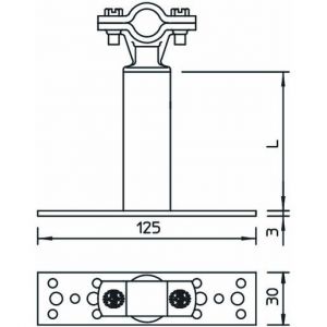 ISO-A-800 ISO-Abstandhalter mit Befestigung 800mm,