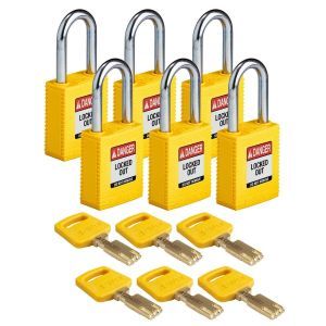 NYL-YLW-38ST-KD6PK SafeKey-Vorhängeschlösser ? Nylon