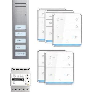 PSX2350-0000, audio:pack AP für 5 Wohneinheiten, mit Außenstation ASX 5 Klingeltasten + 5x Freisprecher ISW5010 + Steuergerät BVS20