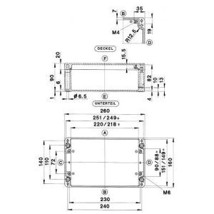 GEH.CA-300 UNL. VKS-SET, Aluminium Gehäuse Typ CA-300, ungewaschen, unlackiert, Zubehör lose, Außenmaß: 260 x 160 x 90 mm