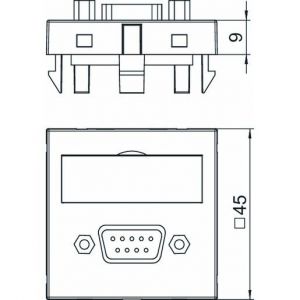 MTG-DB9 F RW1 Multimediaträger D-Sub9 mit Kabel, Buchs