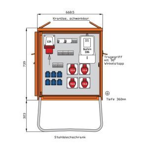 WEV0821R1 Endverteiler 44kVA mit Anbaugerätestecke