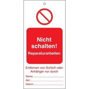 ANHÄNGER-NICHT SCHALTEN REP-50X110MM Tagout: Anhänger für Warnhinweise