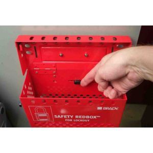 WALL-MOUNTABLE LOCKBOX W/ QUICK REL. RED Safety Redbox Gruppenverschlusskasten ?