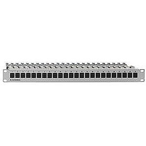 PP-UM-Cat.6A iso 10G-24/24/1, Patchpanel mit 24 Universalmodulen UM-Cat.6A iso A, Direktmontage, 19/1 HE, Frontfarbe: lichtgrau (ähnlich RAL 7035)