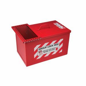 METAL STORAGE LOCK BOX,LARGE,RED Kombiniertes Schlossaufbewahrungs-/Grupp