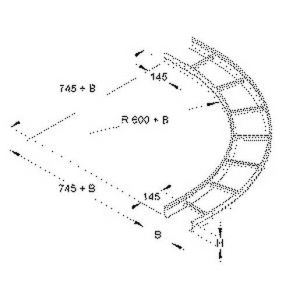 KLBG 60.403 F Bogen 90° für KL, groß, 60x400 mm, mit g