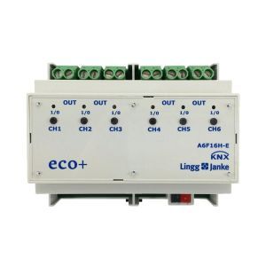 A6F16H-E KNX eco+ Schaltaktor 6-fach, Handbedienu