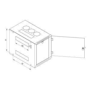 RUA-18-AS6-CAX-A1, Einteiliger 19-Wandverteiler 18HE/600mm, abnehmbare Seitenwände, RAL 7035