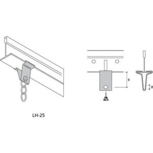 LH-25 T-Profil-Schienen.Clip mit Loch 7mm, wei