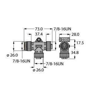 RSM-2RKM50 2-fach-Verteilersysteme, T-Verteiler ohn